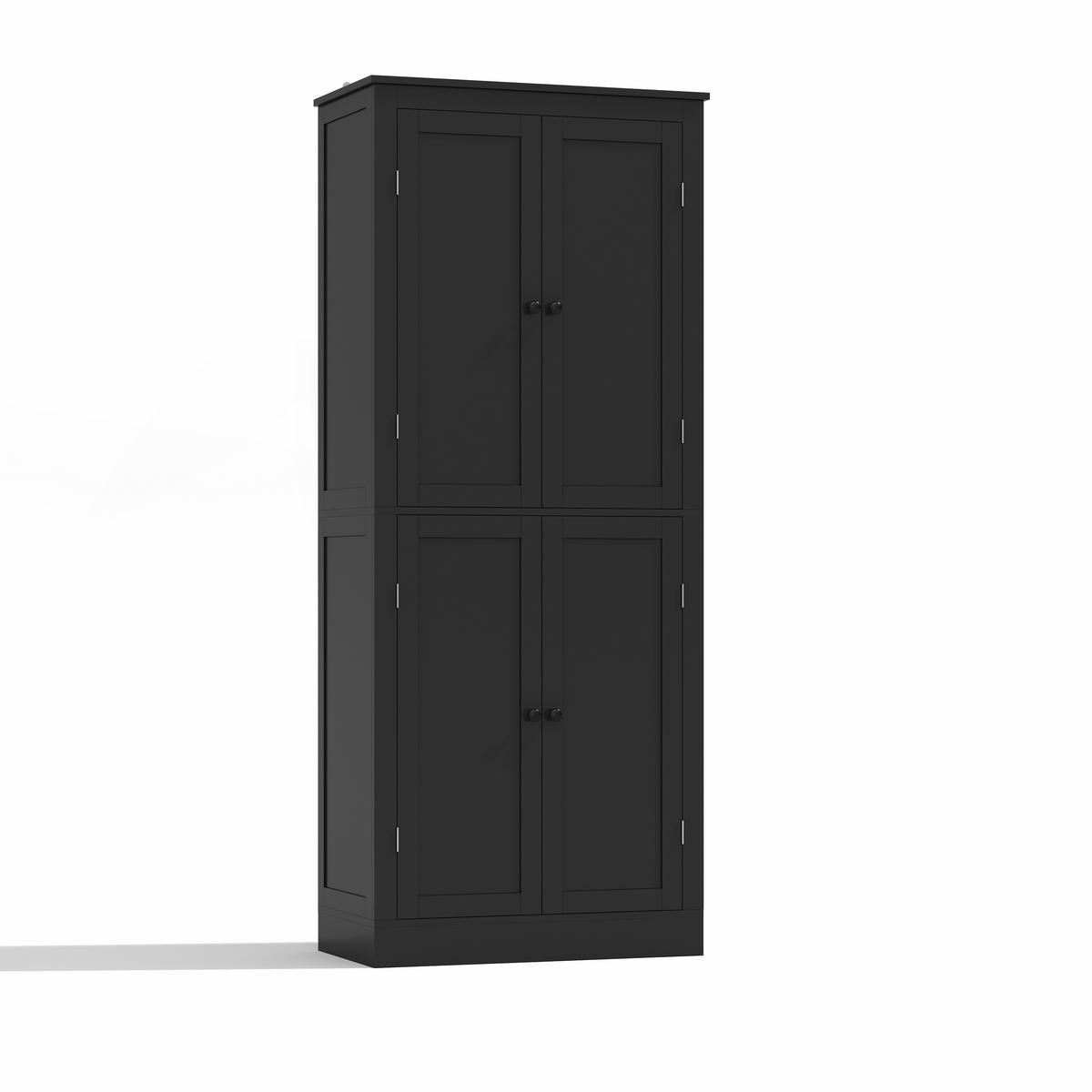 GESCHIRRSCHRANK 75/40/180 cm Schwarz mit 2 Regaltüren, Staufächern und innenliegender Schublade - Schwarz, Holz (75/180/40cm) - Oxeza