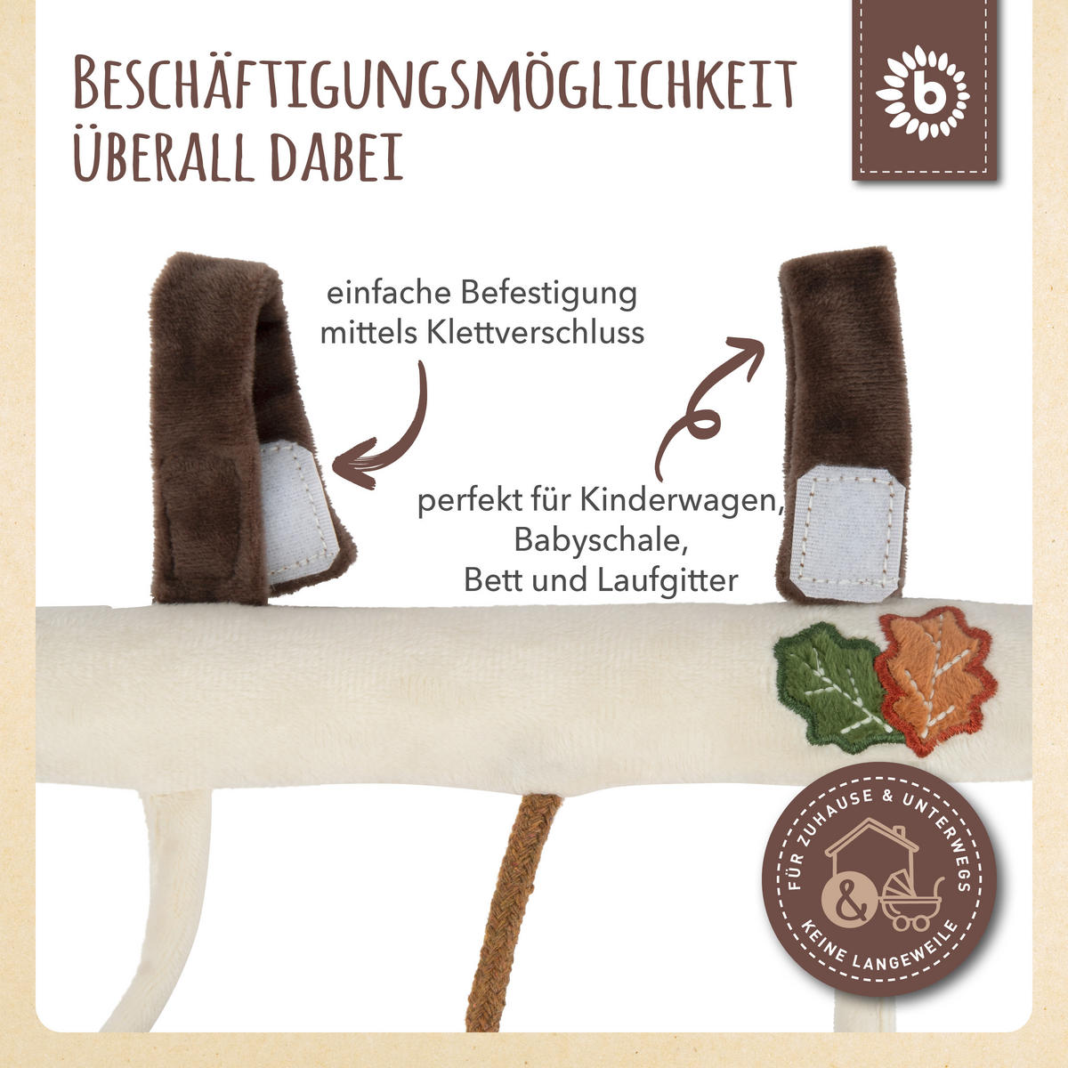 KINDERWAGENKETTE Plüsch Igel - ab Geburt - Braun, Textil (21/30cm) - Bieco Spielwaren