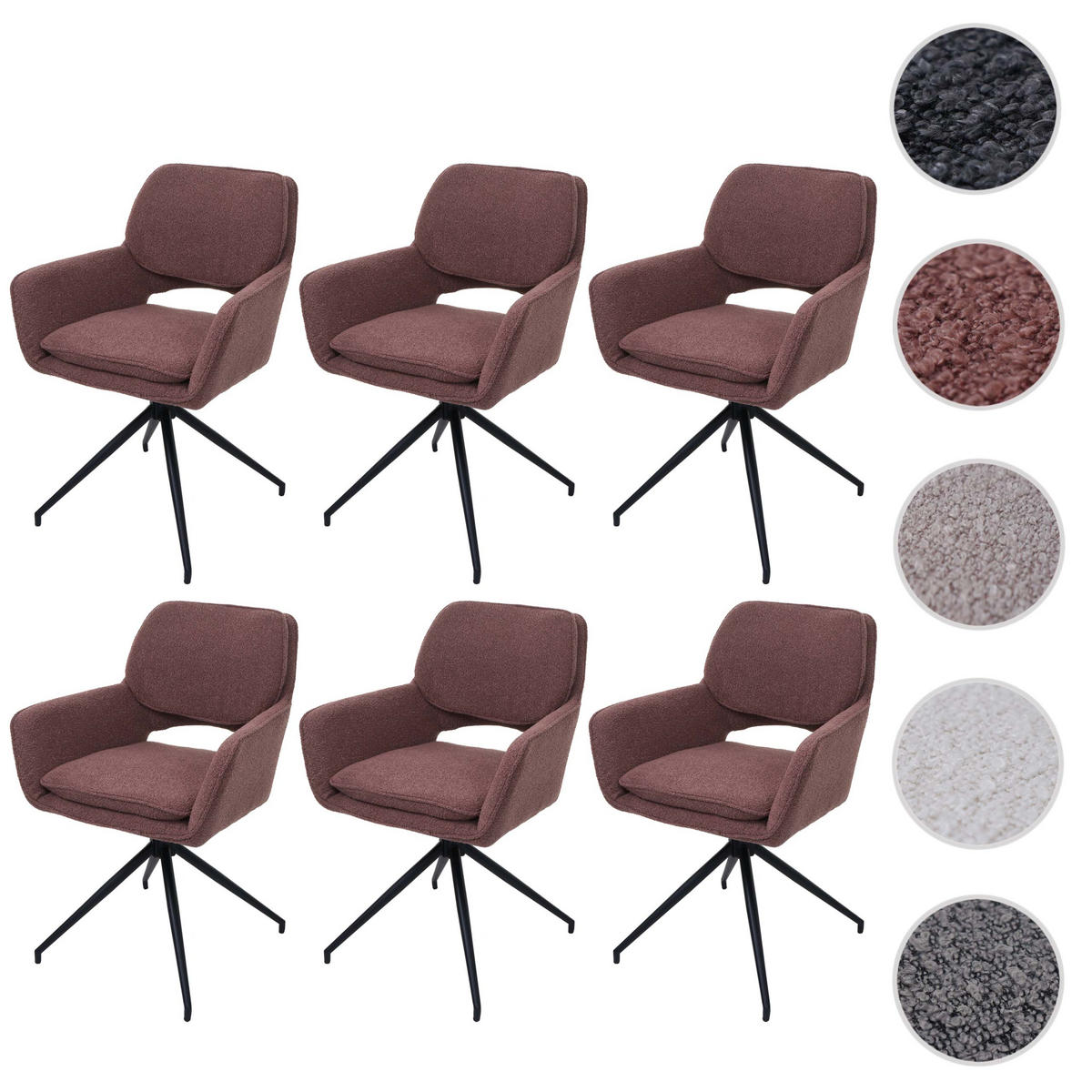 ESSZIMMERSTUHL Braun 6er-Set - Braun, Textil (57/86/61cm) - MCW