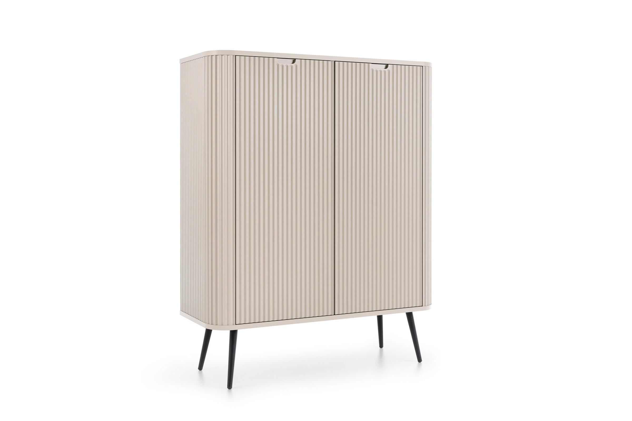 Deine Möbel 24 Hochkommode Creme, Schwarz 103x129x39 cm