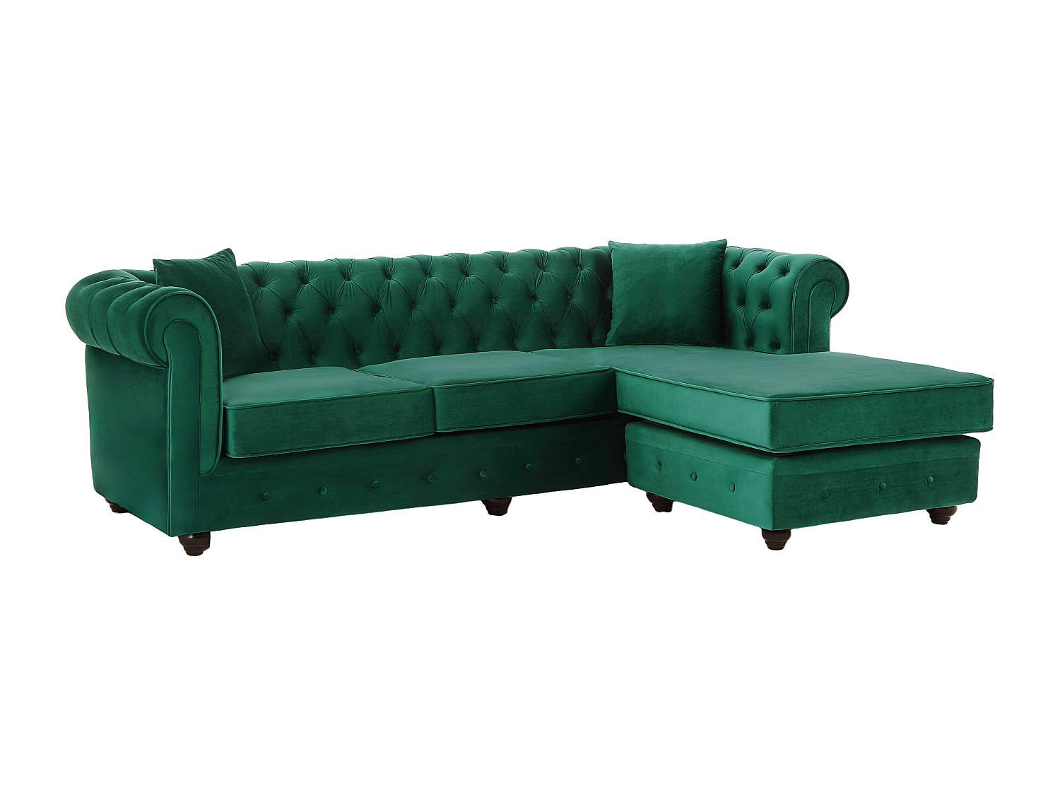 CHESTERFIELD Ecksofa - Ecke wechselbar - Samt - Grün - TOLEDO - Grün, Textil (228/72/163cm) - Vente-Unique