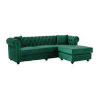 CHESTERFIELD Ecksofa - Ecke wechselbar - Samt - Grün - TOLEDO - Grün, Textil (228/72/163cm) - Vente-Unique