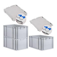 EUROBOX 3x Nextgen Economy Mit Scharnierdeckel Grau/BlauGriffe Geschlossen 65 Liter - Blau, Kunststoff (40/32/60cm) - PROREGAL