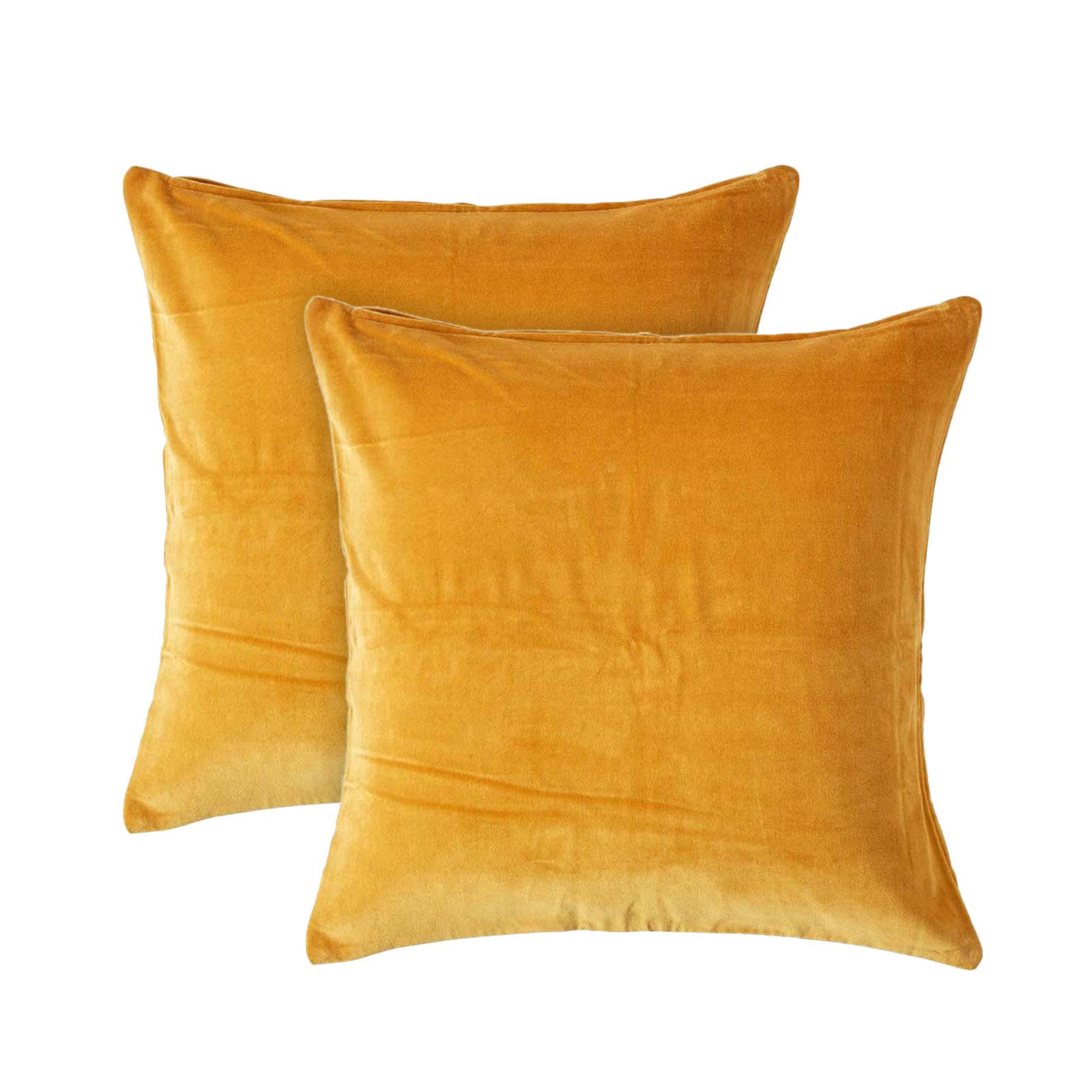KISSENHÜLLEN 2er-Set Baumwollsamt senfgelb 40/40 cm - Dunkelgelb, Textil (40/40cm) - Homescapes
