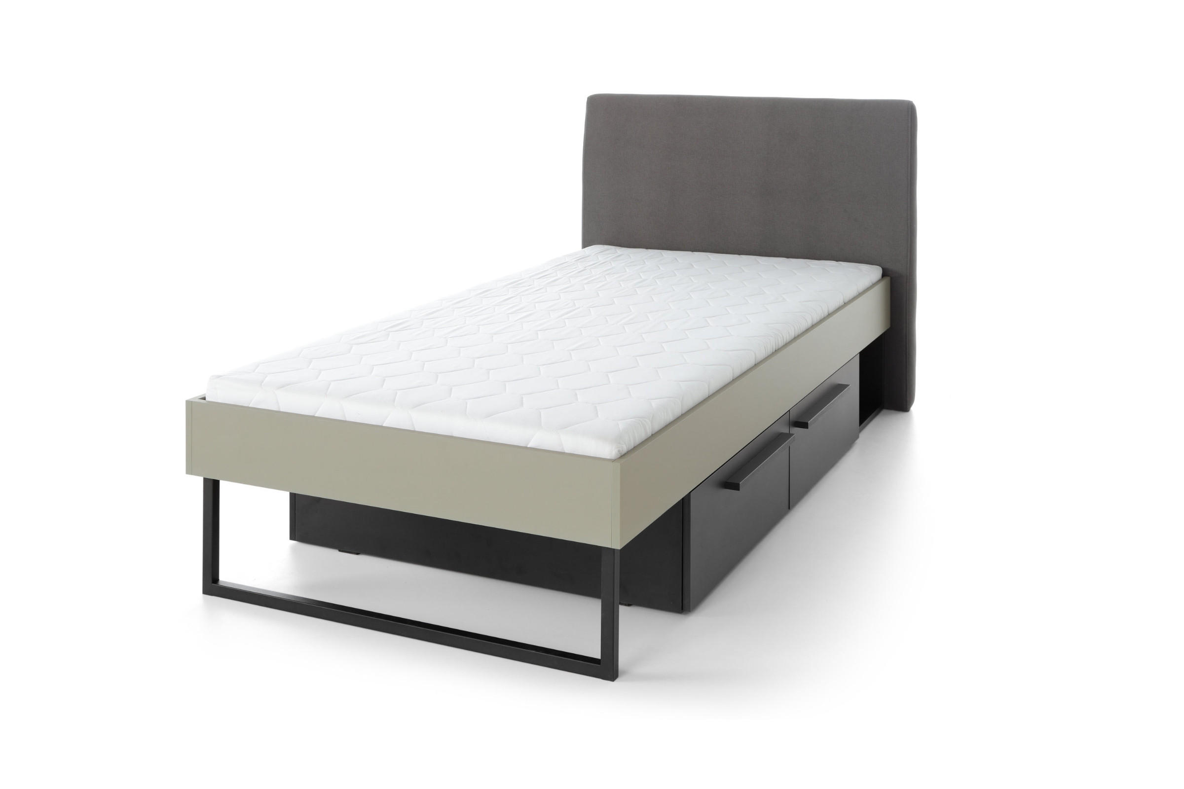 JUGENDBETT SORENTO 12 90/200 in Eukalyptus/Baltic Düne Eiche/Schwarzer Onyx - Eukalyptusholzfarben/Eichefarben, Holzwerkstoff (90/200cm) - Deine Möbel 24