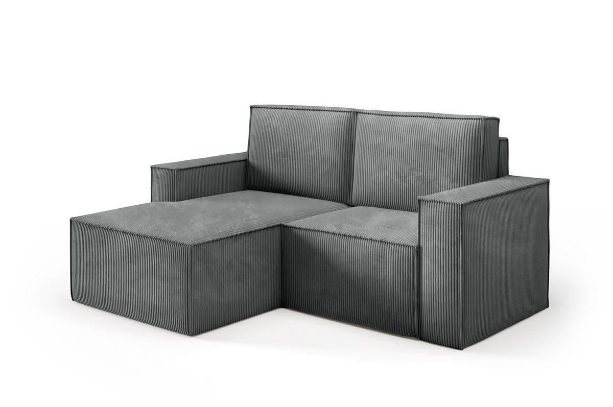 ECKSOFA Orto Dunkelgrau, Zweisitzer Kordecksofa linke seite - Dunkelgrau, Holzwerkstoff/Textil (180/141cm) - Bettso