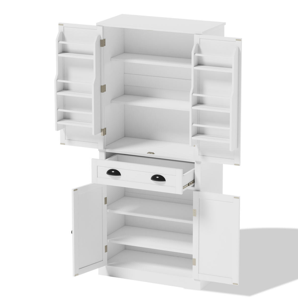 BUFFET 80/40/182 cm Weiß aus MDF mit 4 verstellbaren Böden - Weiß, Holzwerkstoff (80/182/40cm) - OKWISH