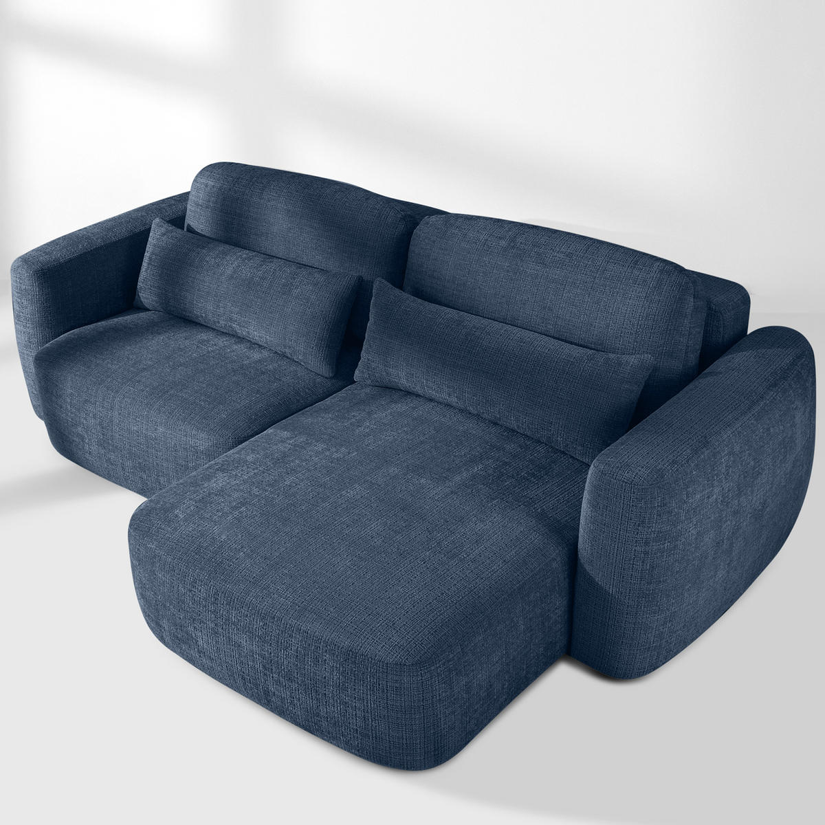 ECKSOFA rechts ELOSA - Dunkelblau, Holz/Textil (245/165cm) - KONSIMO®