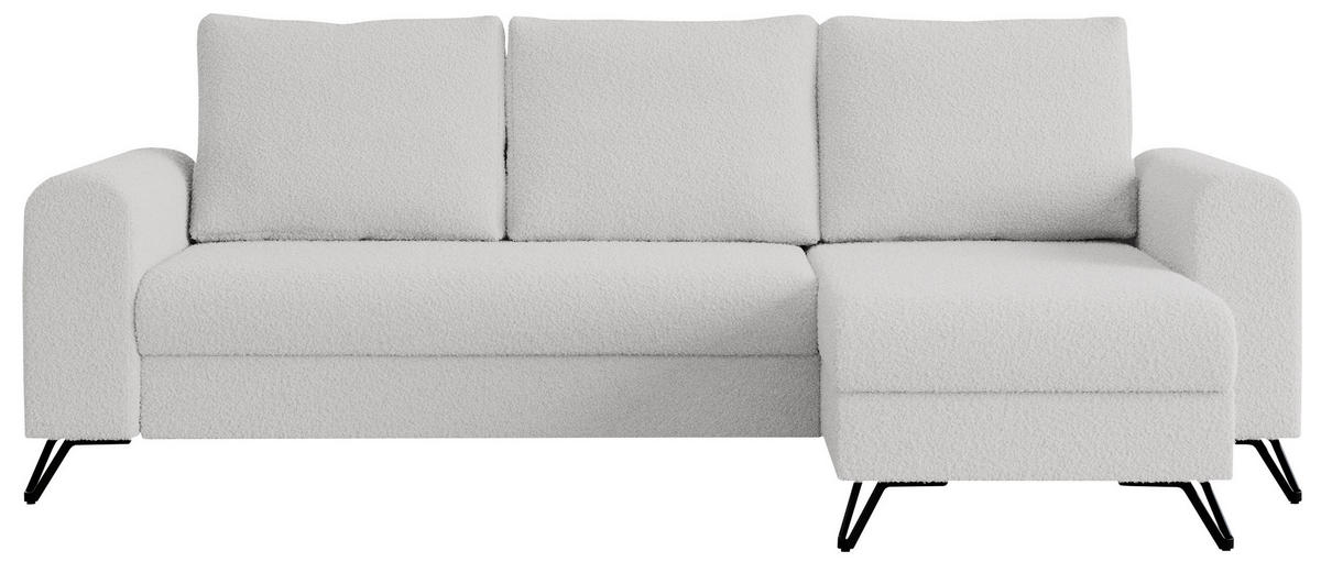 ECKSOFA Hugo Boucle Weiß - Schwarz/Weiß, Textil/Metall (242/140cm) - MKS