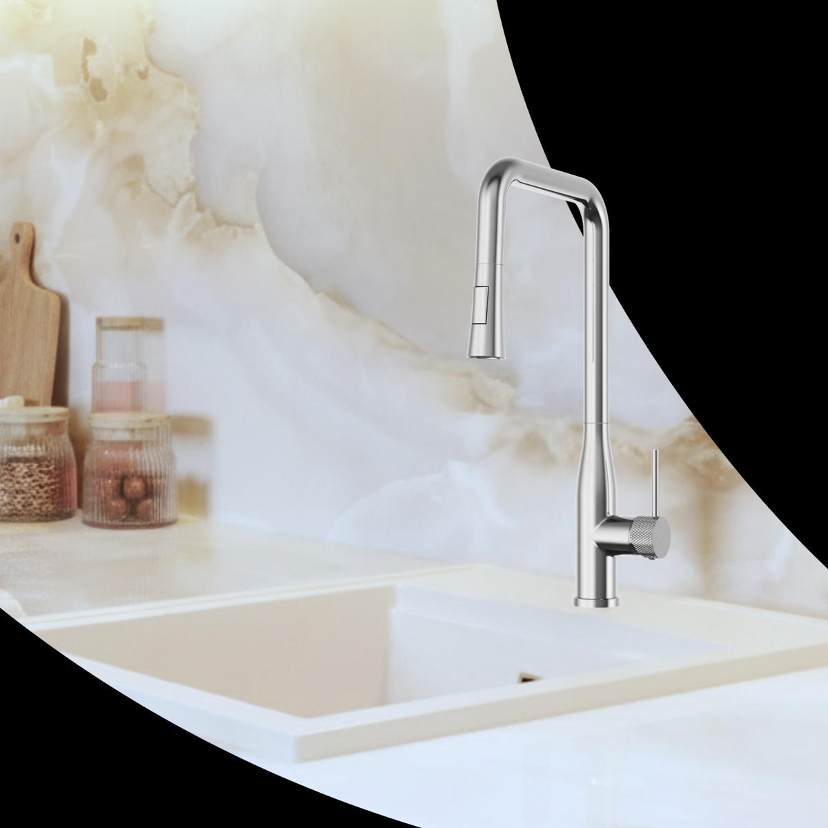 KÜCHENARMATUR Vector Chrom mit Ausziehbrause 2 Funktionen 46 cm - Chromfarben, Metall (27/46/27cm) - Granitan