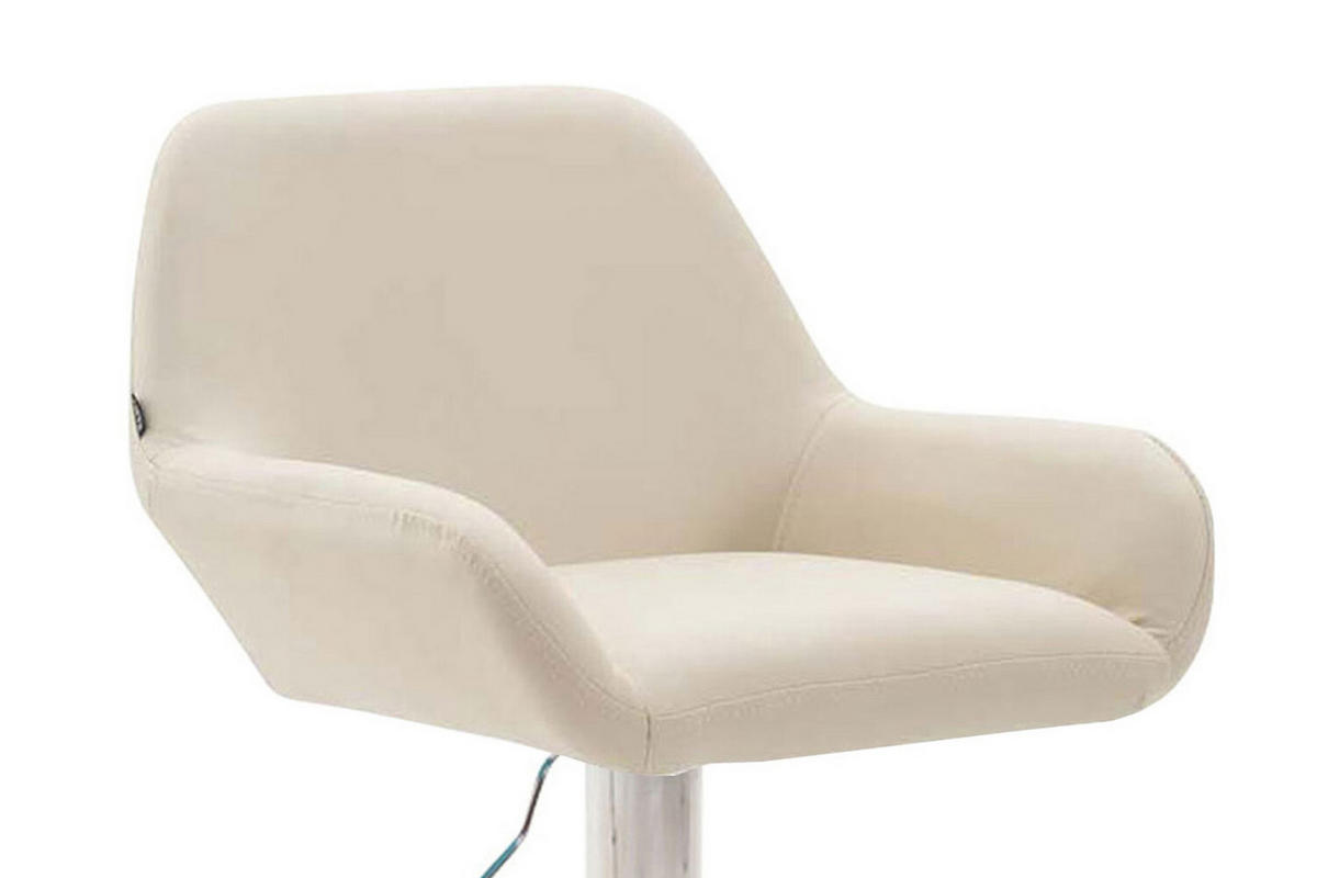 BARHOCKER 2er Set Prag Kunstleder chrom creme - Chromfarben/Creme, Kunststoff/Metall (51/109/52cm) - TPFLiving