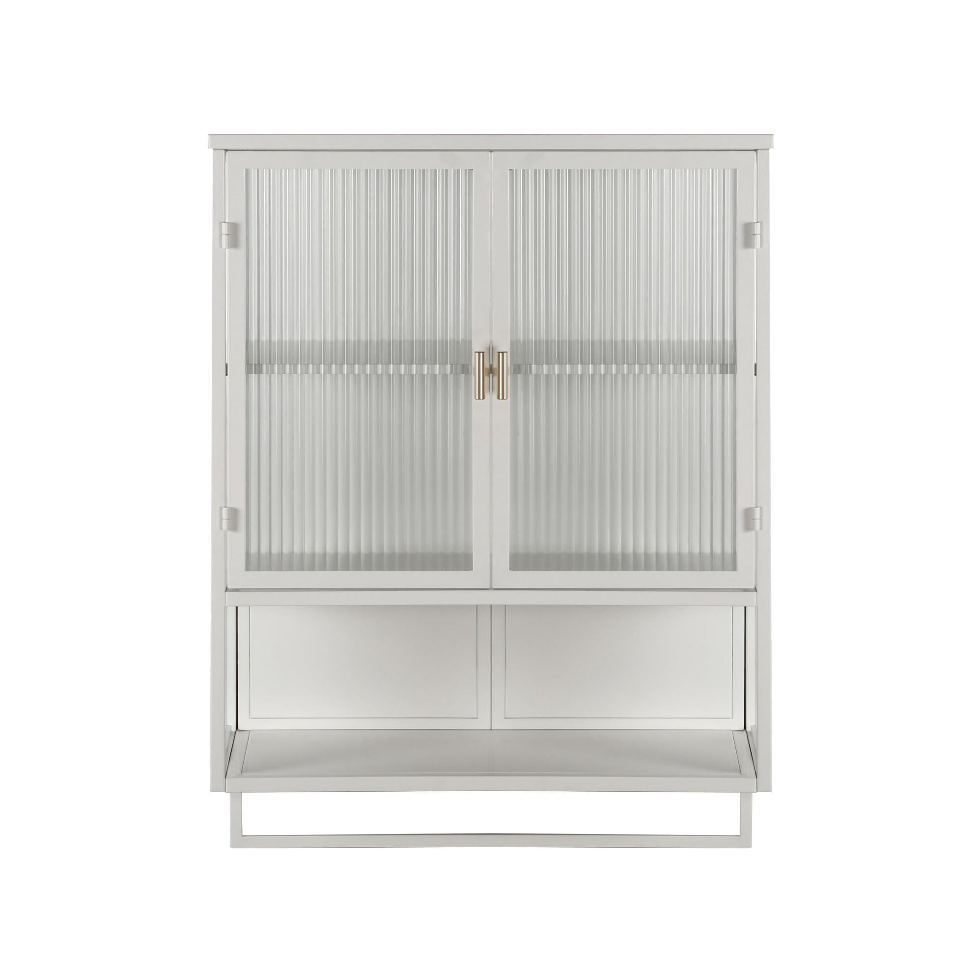 KÜCHENOBERSCHRANK 60/23/78 cm mit Glasfront, 2 Türen und offener Ablage - Weiß, Glas (60/78/23cm) - BEAOK