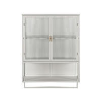 KÜCHENOBERSCHRANK 60/23/78 cm mit Glasfront, 2 Türen und offener Ablage - Weiß, Glas (60/78/23cm) - BEAOK