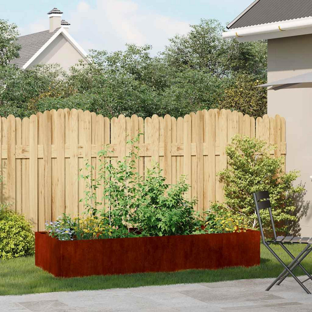 PFLANZKÜBEL Rostig 200/80/40 Cm Wetterfester Stahl - Rostfarben, Metall (80/40/200cm) - vidaXL
