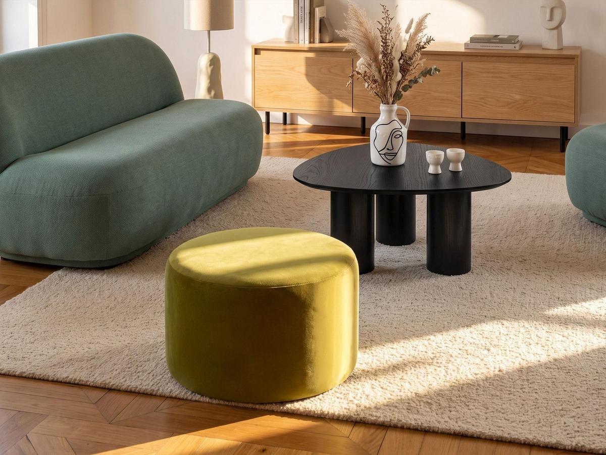POUF Samtstoff Olivgrün Millen - Olivgrün/Grün, Textil (61/36/61cm) - Beliani