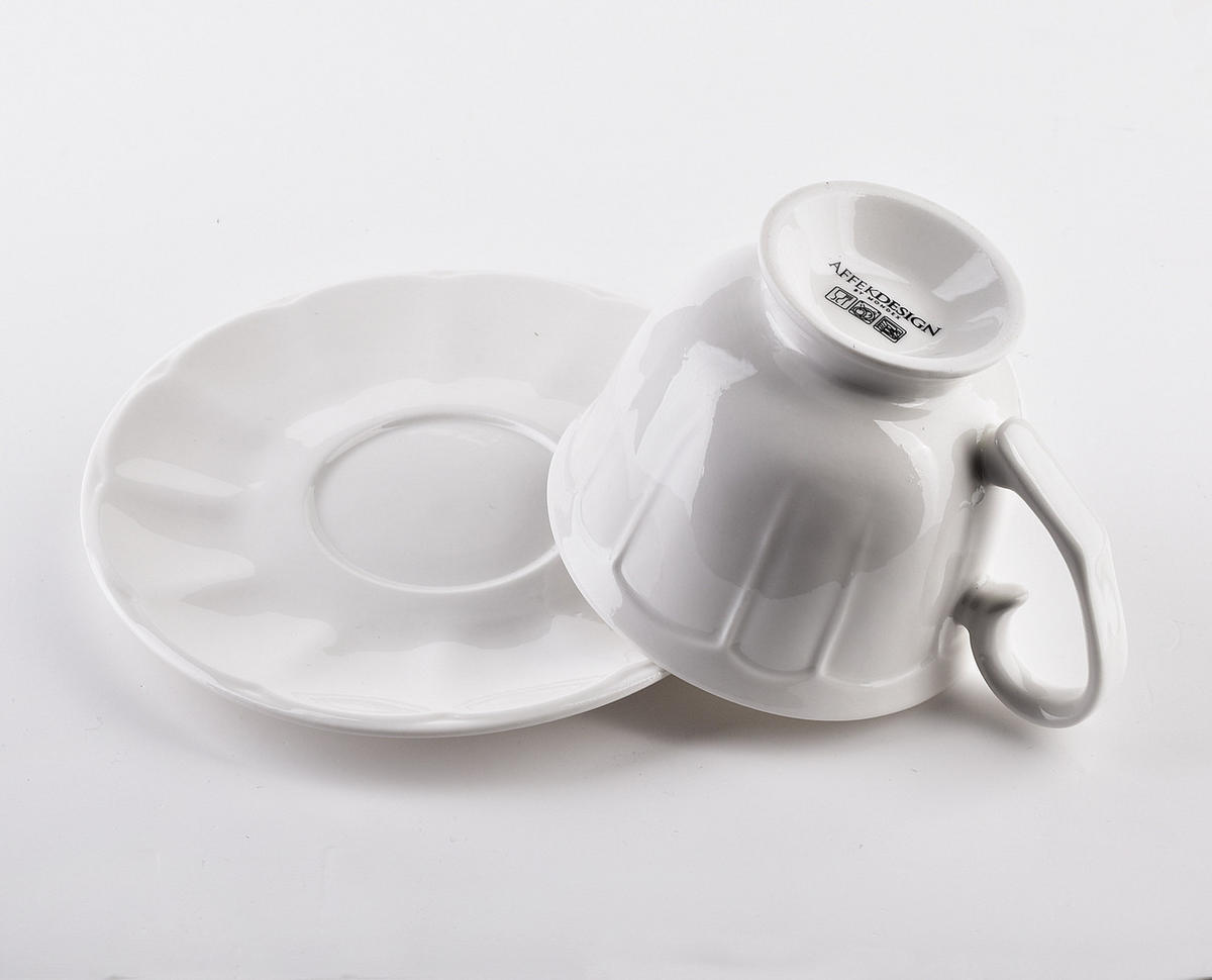 TASSE mit Untertasse Hella Weiß 8/8/15.5 cm Keramik - Weiß, Keramik (0.25L) - Mondex