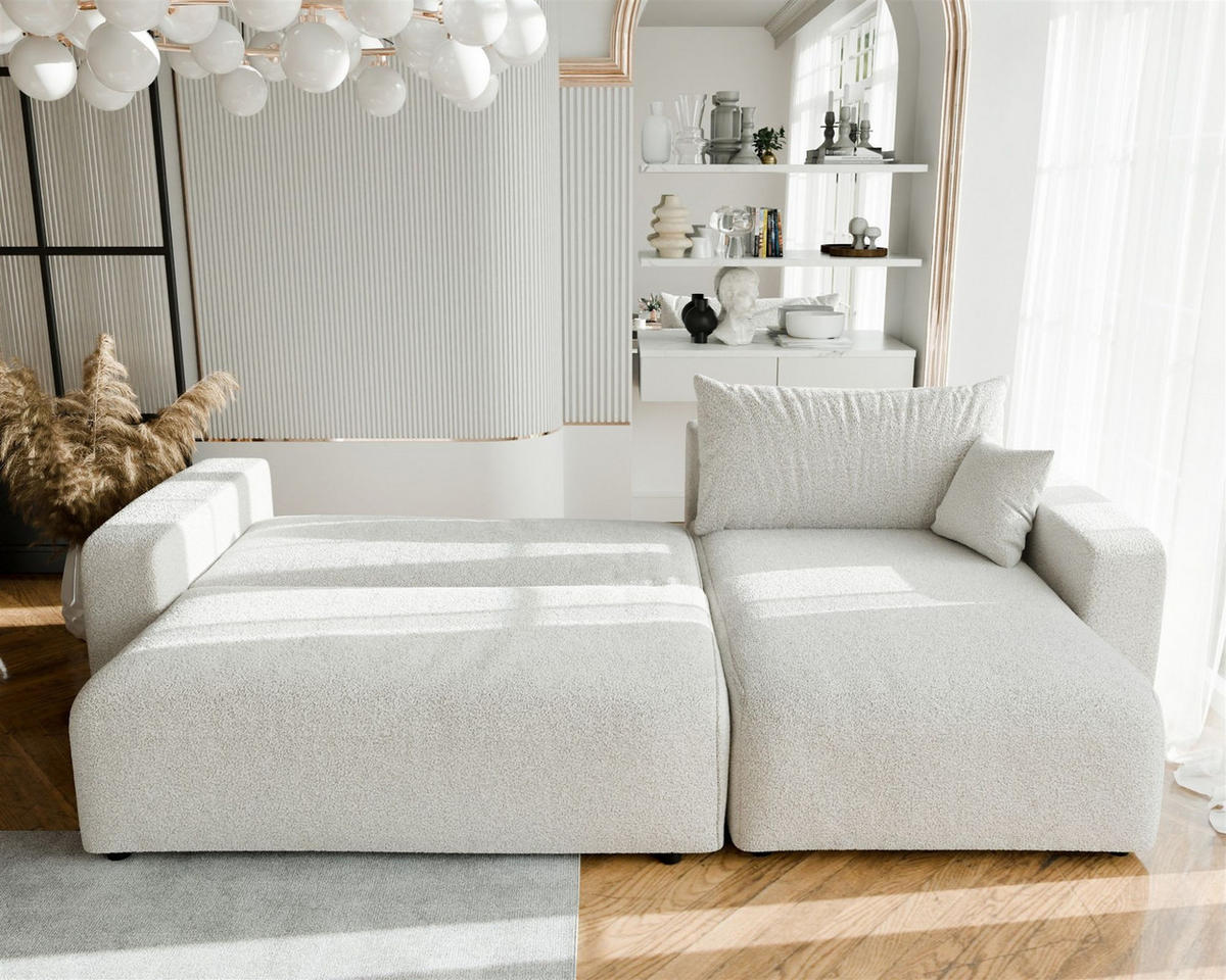 ECKSOFA Luna Max Mit Schlaffunktion - Beige, Holzwerkstoff/Textil (145/278cm) - Fun Möbel