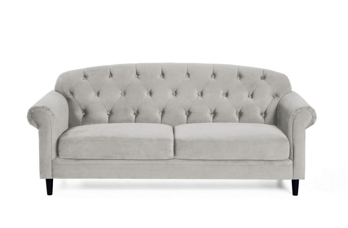 SOFA Carla Samt Silbergrau - Grau, Textil (210/85/88cm) - ATLANTIC home collection