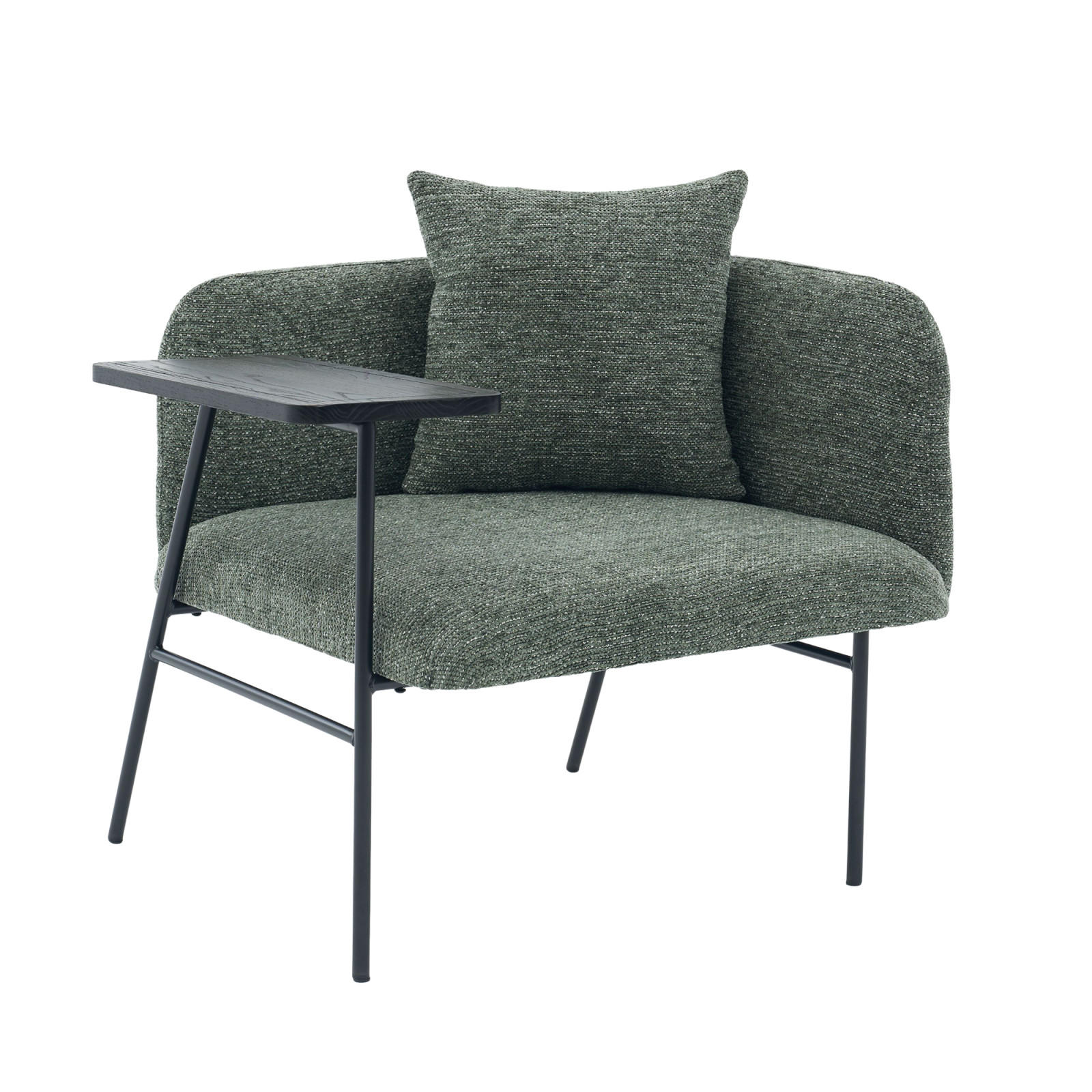 SESSEL mit Beistelltisch und Seitentaschen, Polstersessel Wohnzimmer, Grün - Grün, Textil (64/71/64cm) - PARAFTA HOME