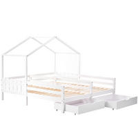KINDERBETT 90/200 cm & 90/200 cm in Weiß mit 2 Schubladen - Weiß, Holz/Holzwerkstoff (90/200cm) - WISHDOR