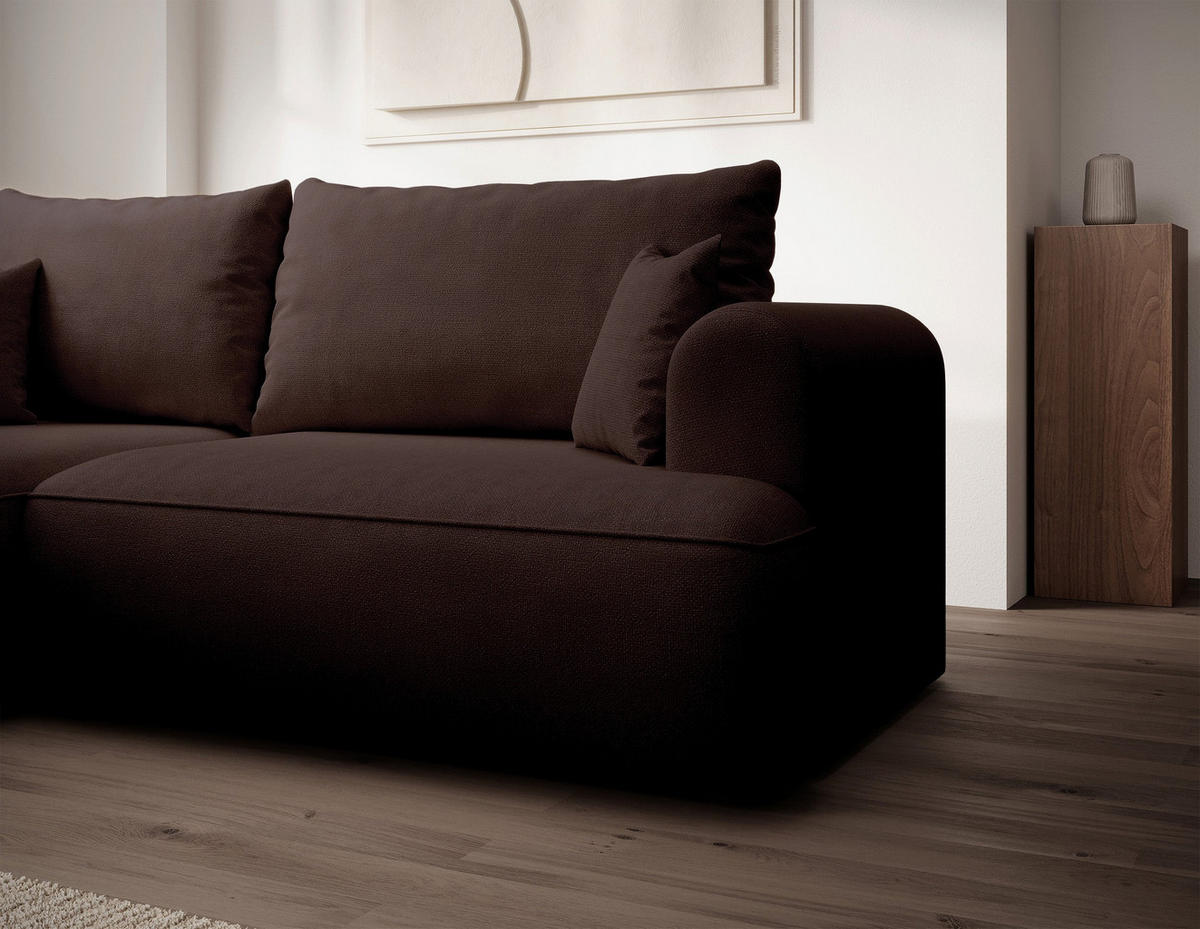 ECKSOFA Ovo Mini Braun links - Schwarz/Braun, Kunststoff/Textil (238/156cm) - Selsey