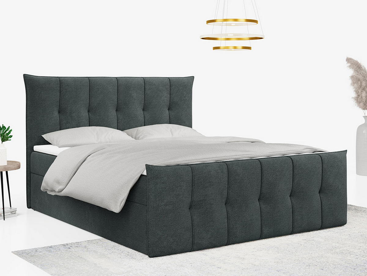 BOXBETT PREMIUM 11 200/200 Dunkelgrau Struktur - H4 - Dunkelgrau, Holz/Textil (200/200cm) - MKS