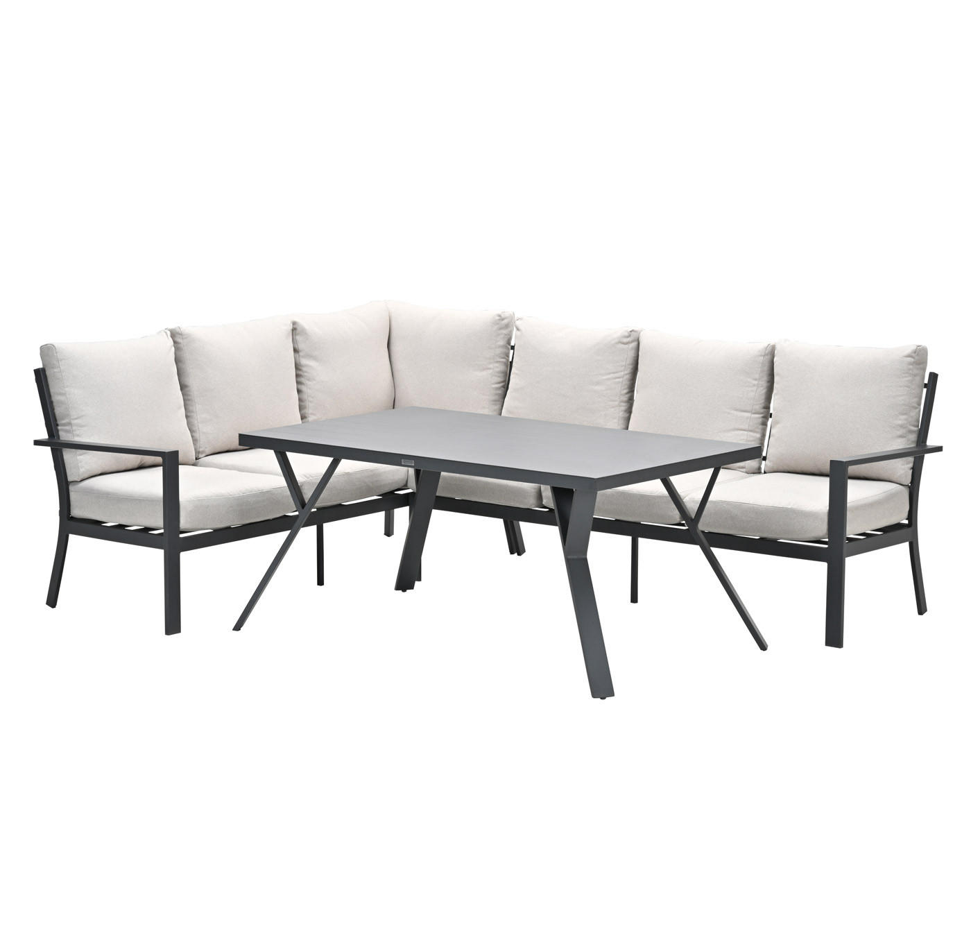 GARTENLOUNGESET Sergio 3-teilig, Premium Dining Ecklounge, Gartenmöbelset - Anthrazit, Metall - GARDEN IMPRESSIONS