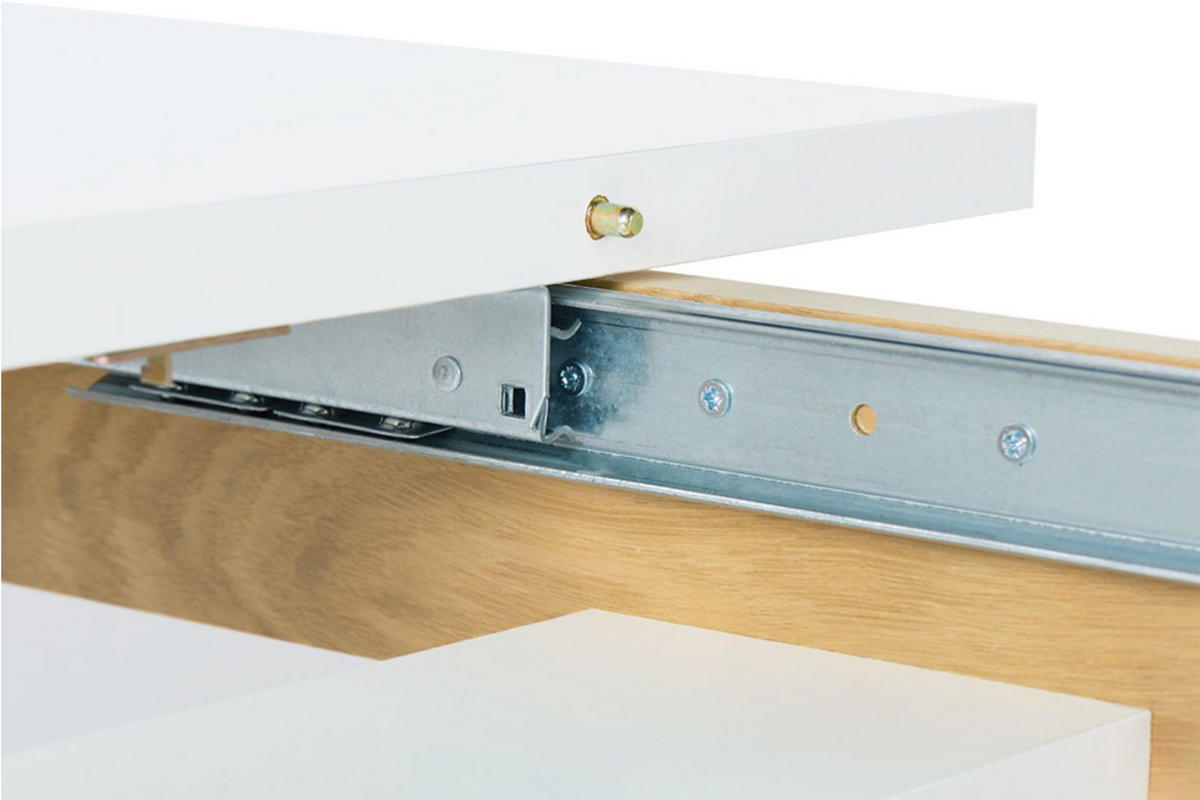 AUSZIEHBARER-ESSTISCH FRISK Skandinavischer Stil, weiß - Eichefarben/Weiß, Eichenholz/Holzwerkstoff (90/160/75cm) - KONSIMO®