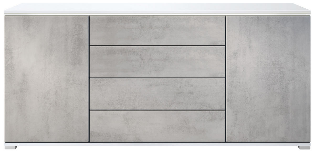 SIDEBOARD Faro Beton Oxid Optik - Hellgrau, Holzwerkstoff (166.5/75.5/35cm) - Vladon