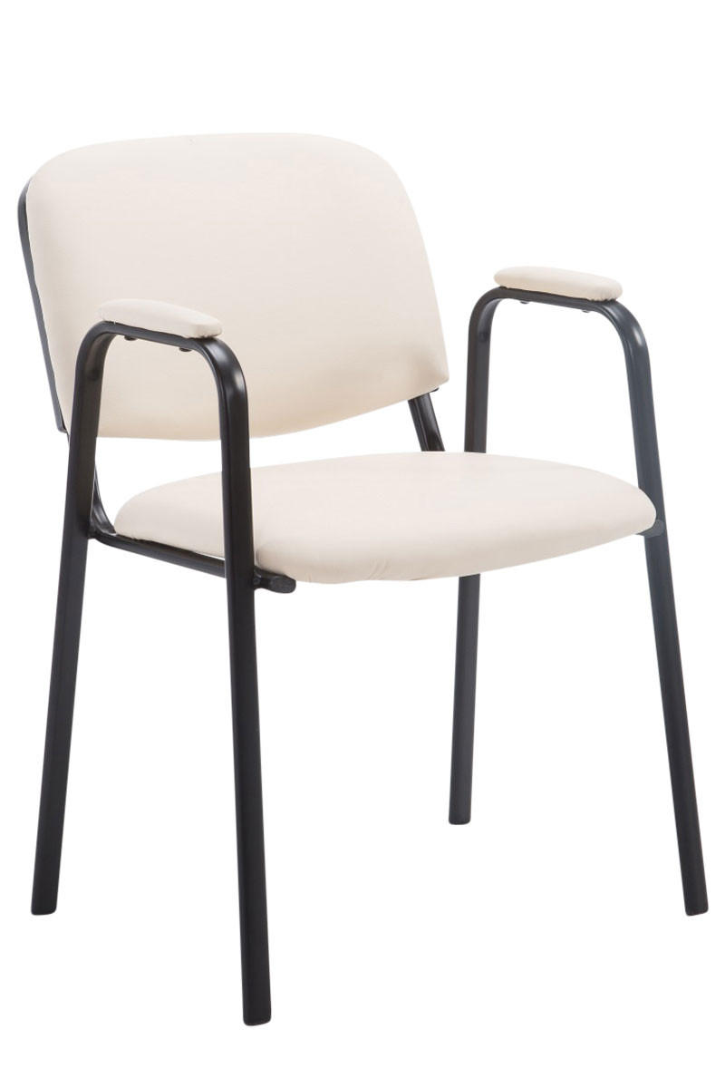 BESUCHERSTUHL Keen PRO, Kunstleder mit Armlehne - Gestell Schwarz / Bezug Creme - Schwarz/Naturfarben, Textil/Metall (53/79/53cm) - TPFLiving