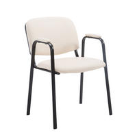 BESUCHERSTUHL Keen PRO, Kunstleder mit Armlehne - Gestell Schwarz / Bezug Creme - Schwarz/Naturfarben, Textil/Metall (53/79/53cm) - TPFLiving