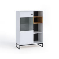 VITRINE OMAN mit 1 Tür, Weiß+eiche Artisan - Schwarz/Weiß, Holzwerkstoff/Metall (90/130/40cm) - Beautysofa