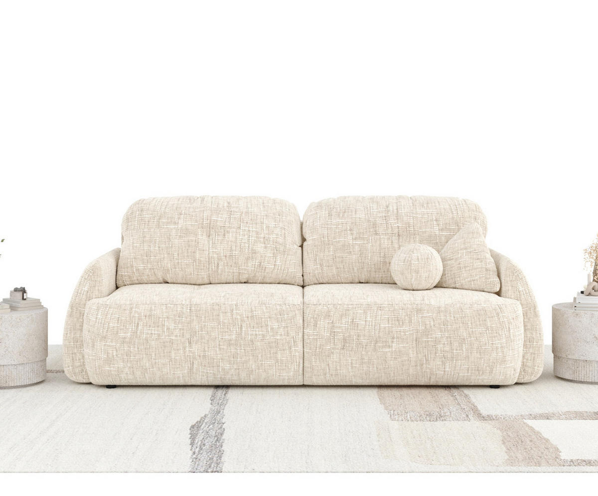 SCHLAFSOFA Loca Creme Webstoff - Creme/Schwarz, Holz/Holzwerkstoff (248/92/103cm) - Maison de Reve
