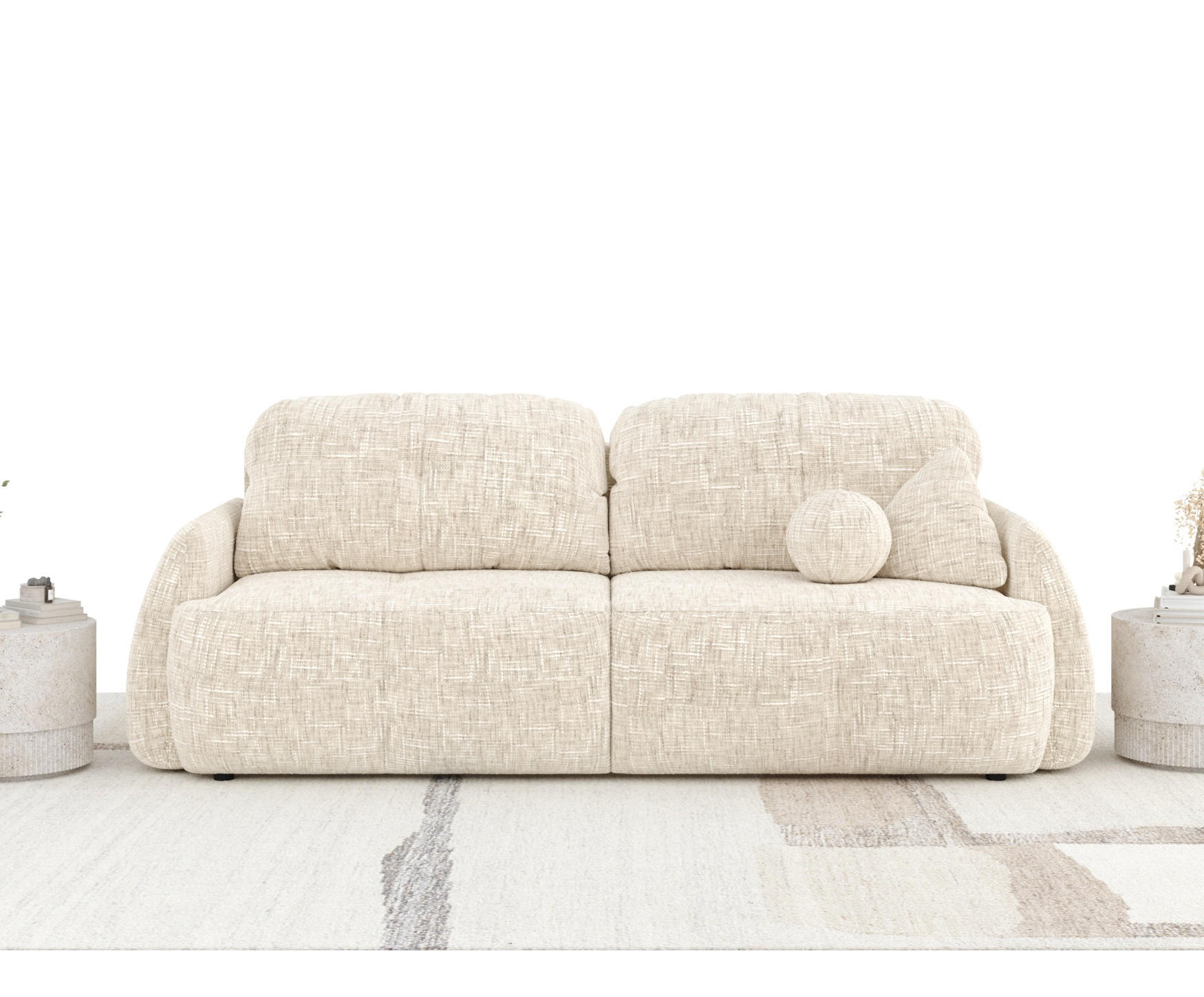 Thumbnail - Maison de Reve Schlafsofa, Creme, Textil, 3-Sitzer, Füllung: Schaumstoff, Rundrohr, 248x92x103 cm, Reach, Hergestellt in...