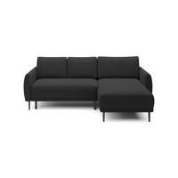 ECKSOFA Bono – Stilvolles Sofa mit Schlaffunktion, Robuste Holzfüße, Elegante Armlehnen, Tiefe Sitzfläche 226x164x88 cm – Rechte, Schwarz - Schwarz, Holz/Textil (226/164cm) - DomoHome