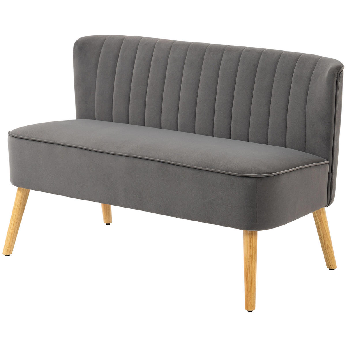 2-SITZER-SOFA DE-06626 Holzbeine Dunkelgrau - Dunkelgrau, Holz/Textil (117/77/56.5cm) - ComfortXL