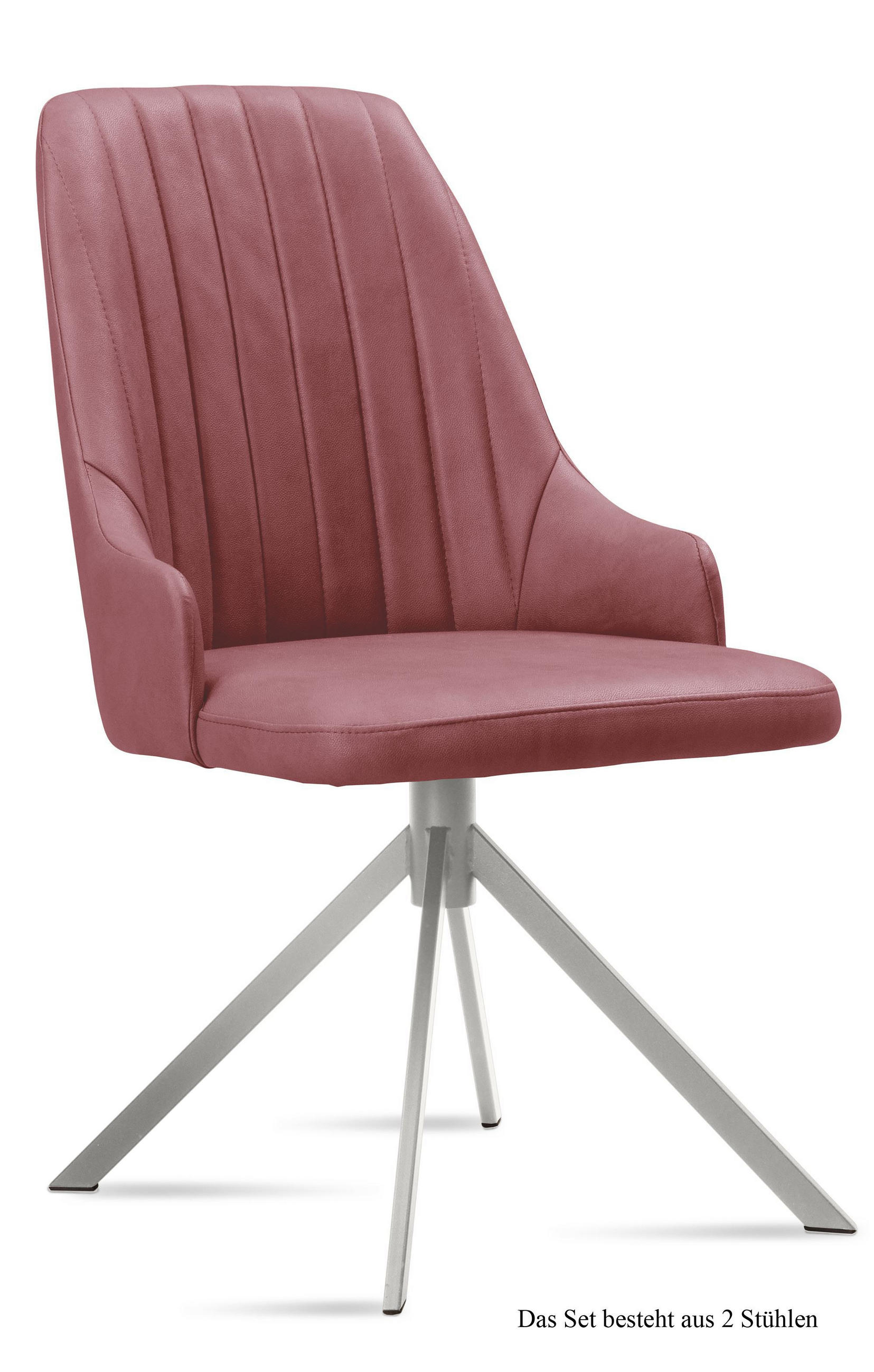 ESSZIMMERSTUHL (2er-Set) Dorrit 52x91x60 Edelstahl/Rosewood - Edelstahlfarben/Dunkelrosa, Kunststoff (60/91/52cm) - 58aufmkessel