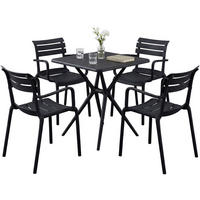 GARTENMÖBEL-SET Nora 4 Stühle 186x186x82cm Kunststoff Schwarz Balkonset - Schwarz, Kunststoff - DELUKE
