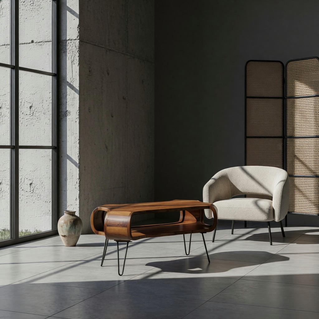 Thumbnail - Kadima Design Couchtisch, Sheesham, Holz, Echtholz,Sheesham, Rechteckig,Rechteckig, Haarnadel, 100x47x60 cm, Wohnzimmer,...
