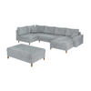 WOHNLANDSCHAFT inkl. Hocker Sigurd Hellgrau Chenille - Hellgrau/Braun, Holz/Textil (310/81/161cm) - S-Style Möbel
