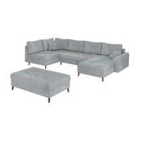 WOHNLANDSCHAFT inkl. Hocker Sigurd Hellgrau Chenille - Hellgrau/Braun, Holz/Textil (310/81/161cm) - S-Style Möbel