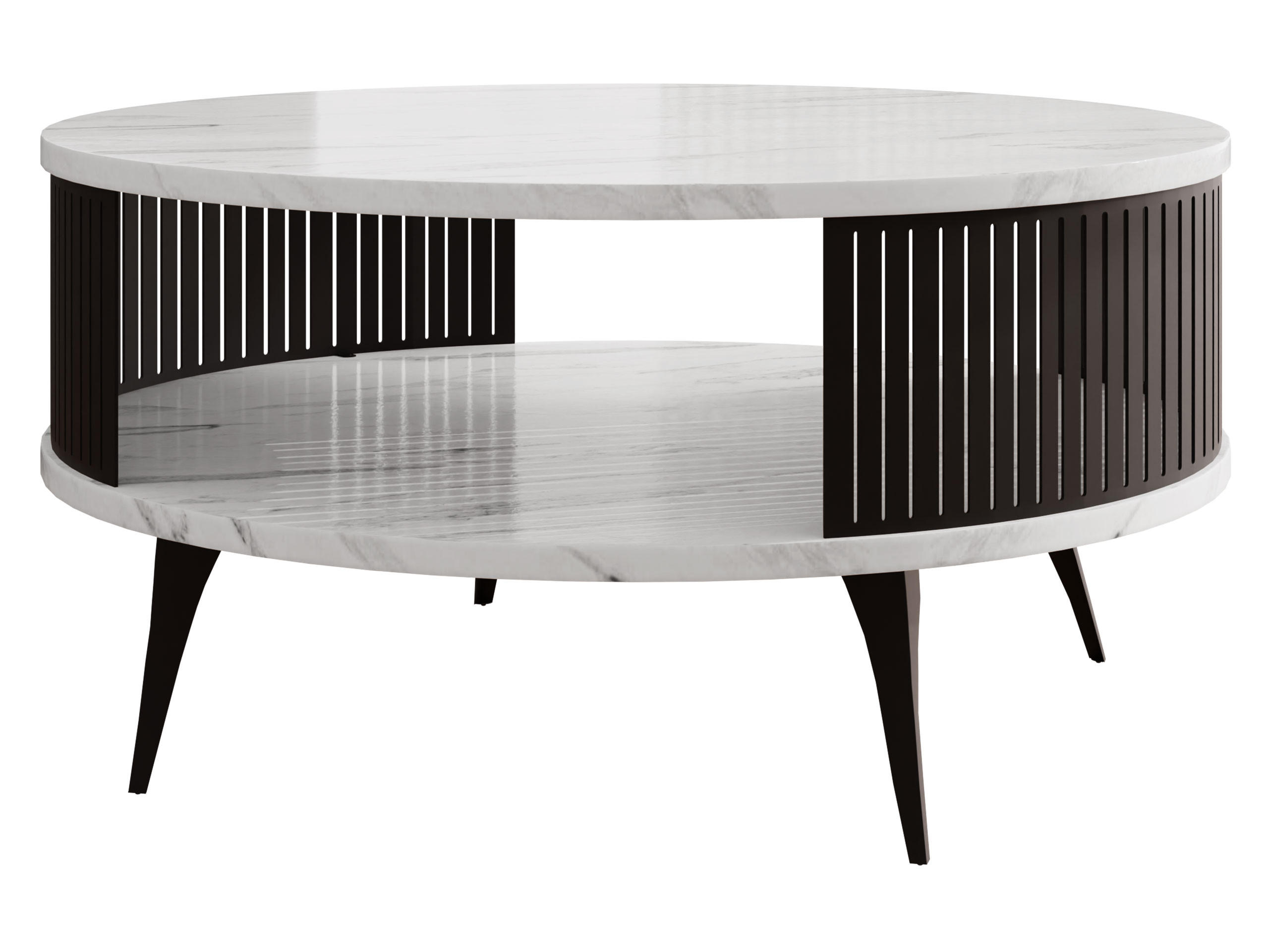 COUCHTISCH Roenni - Weiß Hochglanz/Schwarz, Holzwerkstoff/Metall (75/75/30cm) - MIRJAN24