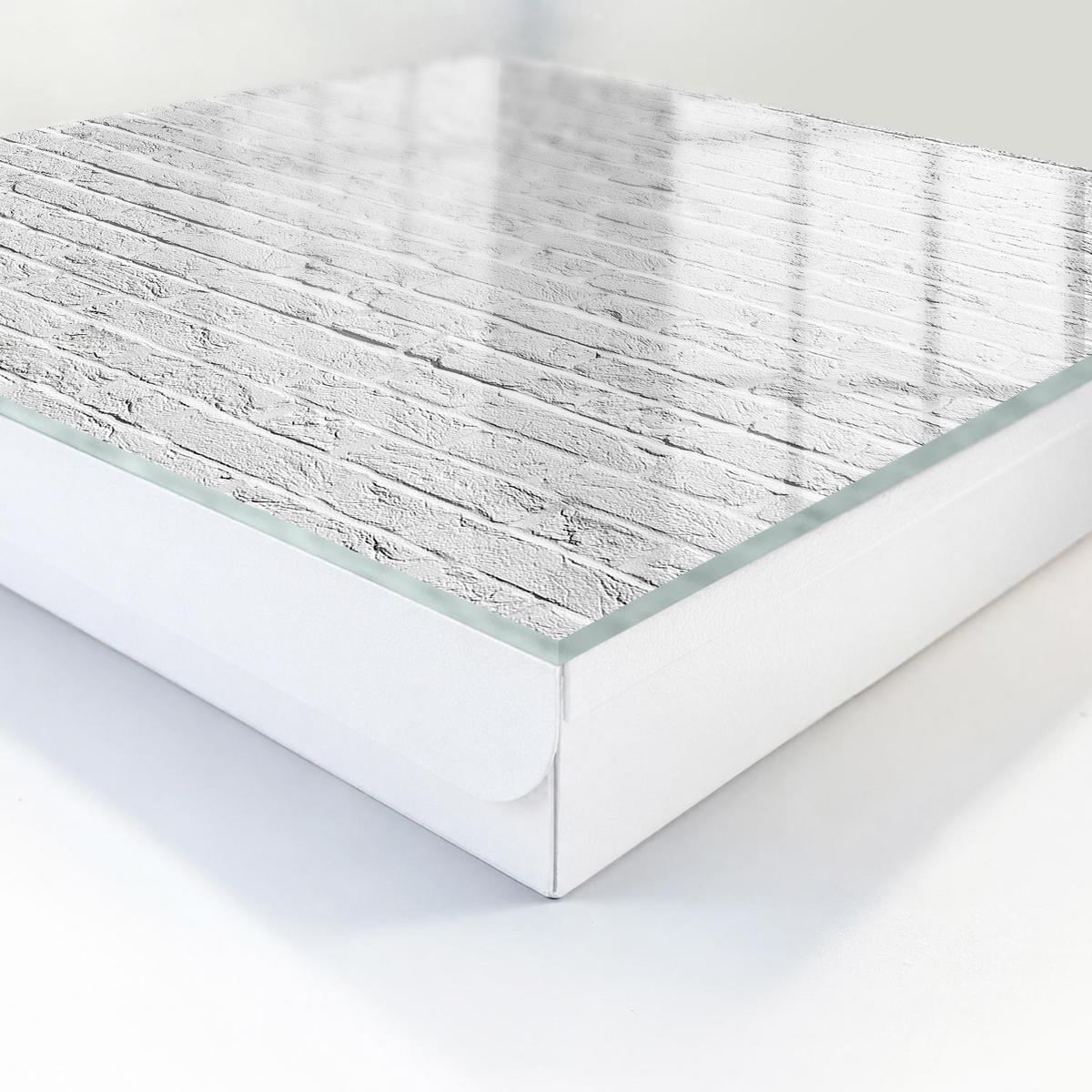 SCHLÜSSELBOX Weiß 30x30 cm – Türöffnung nach rechts - Ziegelmauer - Grau, Metall (30/30/5cm) - TULUP