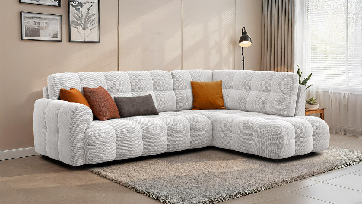 ECKSOFA MELLOW 5-Sitzer, creme - Creme/Schwarz, Holz/Textil (283/191cm) - Courtois Laville