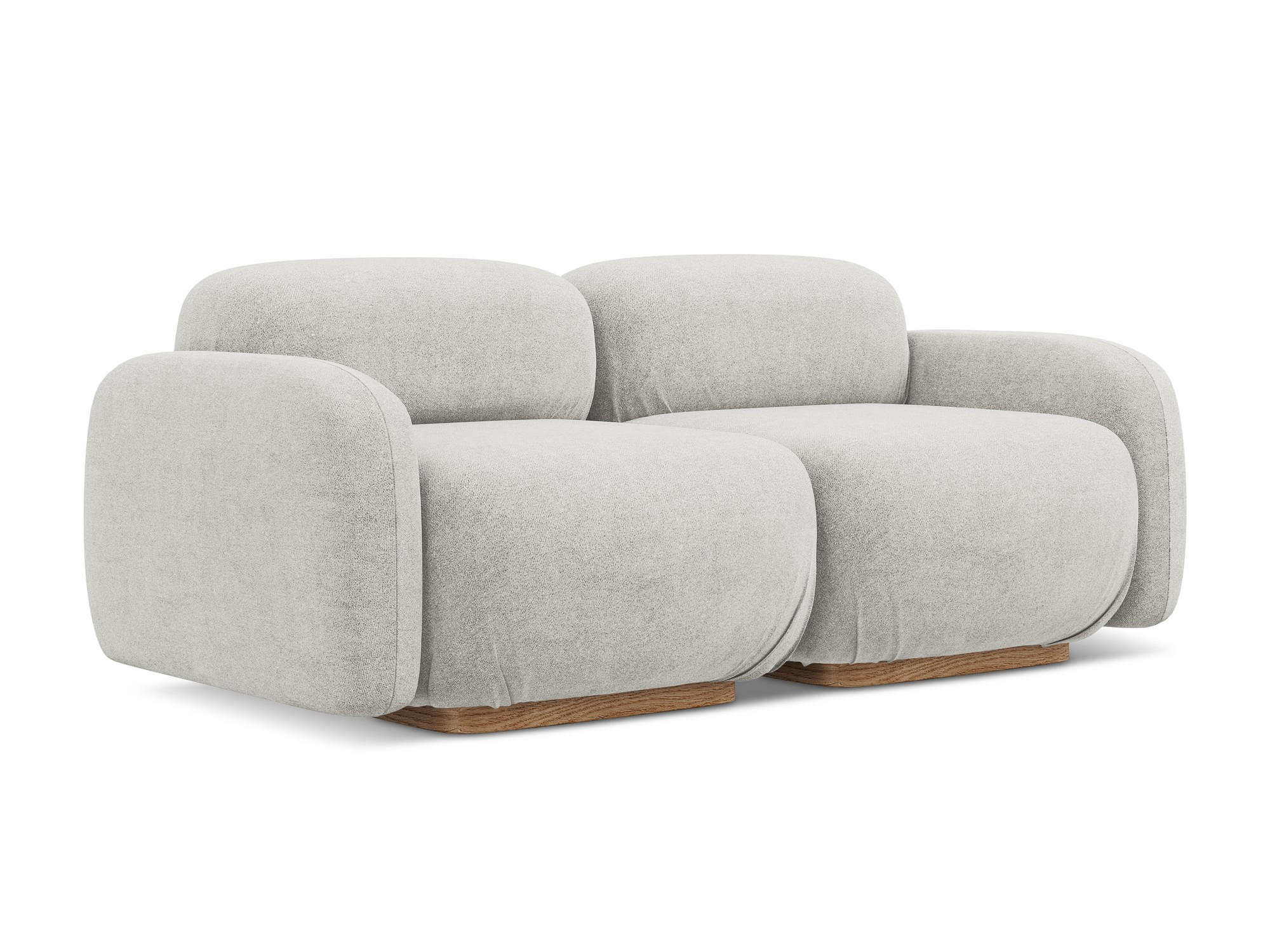 3-SITZER SOFA Bouclé Stoff Grau - Silberfarben/Braun, Holz/Textil (190/73/95cm) - Makamii