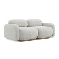 3-SITZER SOFA Bouclé Stoff Grau - Silberfarben/Braun, Holz/Textil (190/73/95cm) - Makamii