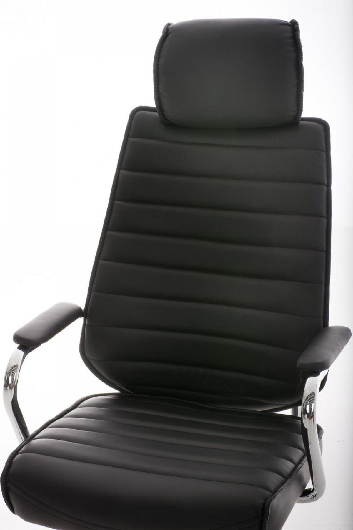 CHEFSESSEL Lederlook Schwarz - Chromfarben/Schwarz, Textil/Metall (59/117/57cm) - CLP