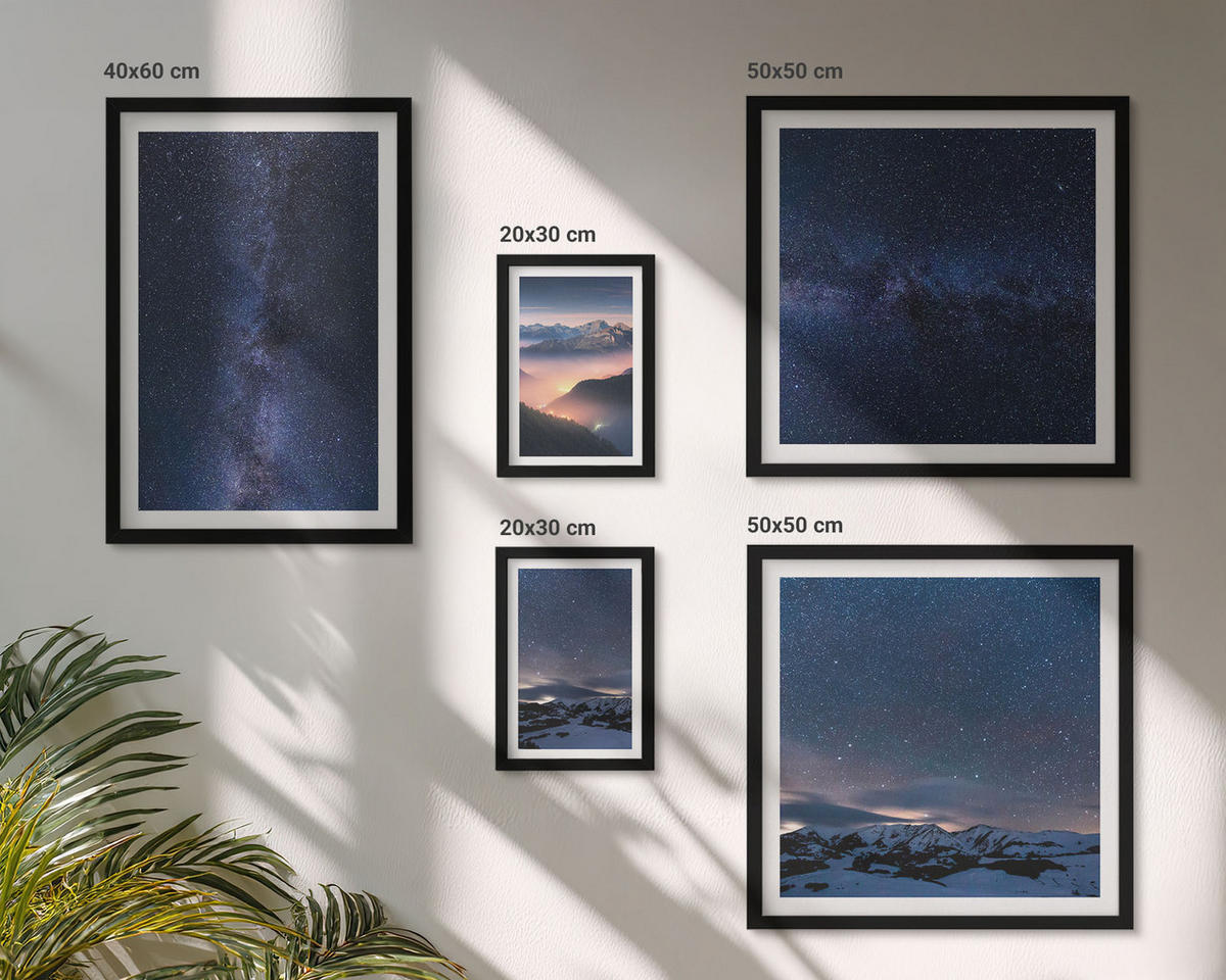 BILDER SET 5er Set - 50x50 cm & 20x30 cm & 40x60 cm Schwarzer Rahmen - Spiegelung der Felsen in Bergseen - Schwarz, Kunststoff (40/60cm) - TULUP