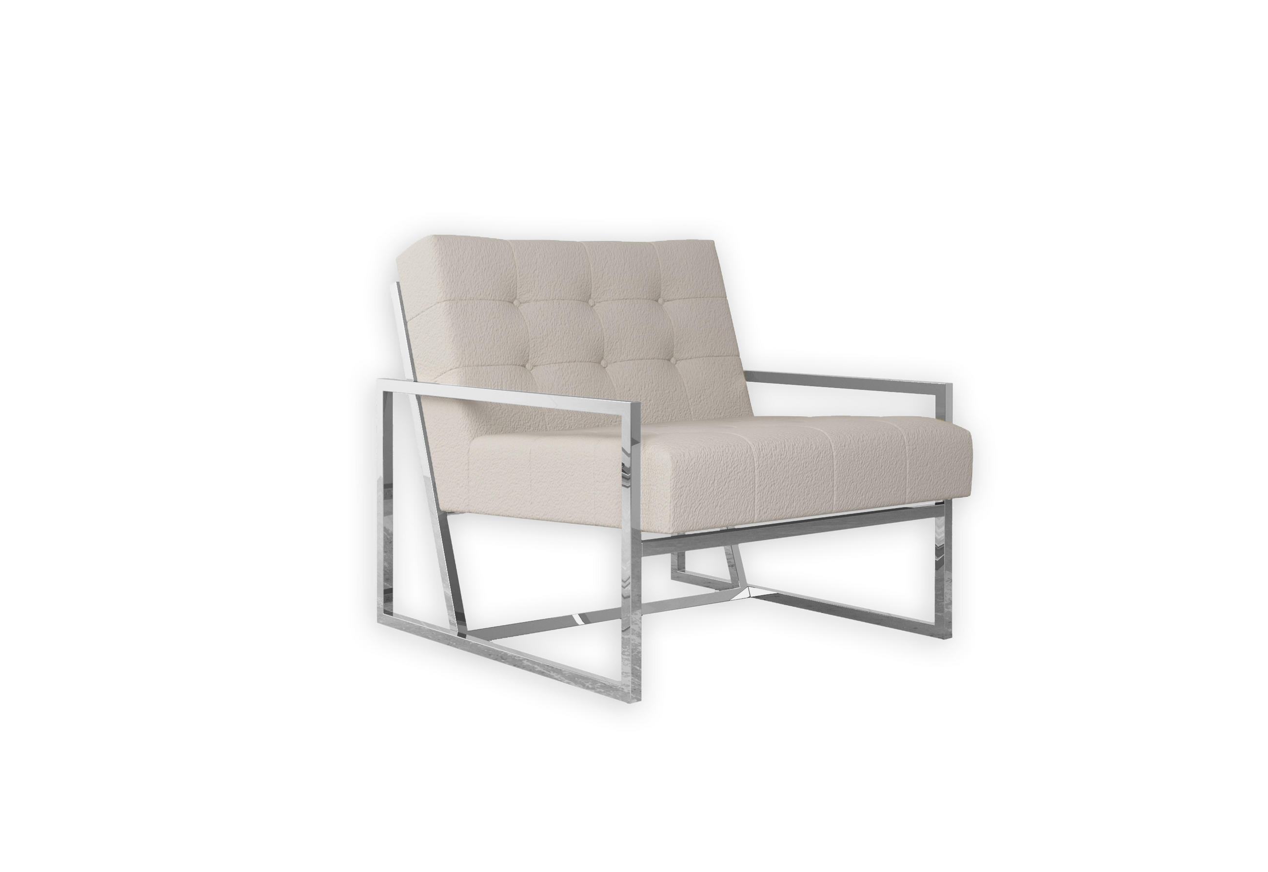 LOUNGESESSEL Duban Beige Bouclé-Stoff - Beige/Silberfarben, Holz/Textil (84/81/89cm) - S-Style Möbel