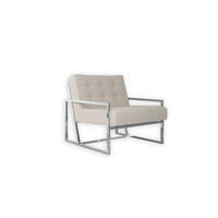 LOUNGESESSEL Duban Beige Bouclé-Stoff - Beige/Silberfarben, Holz/Textil (84/81/89cm) - S-Style Möbel